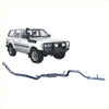 Silver metallic extreme duty exhaust system for toyota landcruiser 100 series shown from the back side