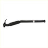 Black metal exhaust pipe with curved design and mounting bracket shown from the back for redback ba bf ute catback system