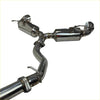 Shiny chrome stainless steel redback catback exhaust with dual tubes and integrated catalytic converters for toyota 86 and subaru brz