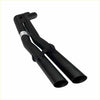 Back side of black matte finished redback dual 25 inch catback exhaust pipe with welded joints for holden commodore v8
