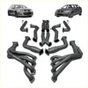 Black metallic redback dual 3 inch engine back exhaust with muffler delete for holden commodore shown from back side