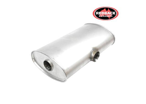 Redback Oval Muffler 3" In 2x2.5" Out Side Entry S/S