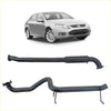 Black redback exhaust 2.5 inch system with hotdog centre and rear muffler for ford sedan backside view