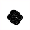 Black silhouette of a stylized mechanical component for redback exhaust 2.5 inch system with hotdog centre and rear muffler
