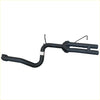 Black painted metal exhaust manifold with dual pipes and mounts for redback exhaust 25 system back side view