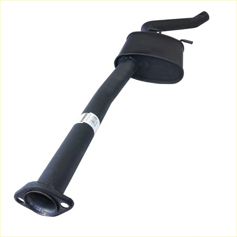 Black metal redback exhaust manifold with cylindrical body and flanged end for holden commodore vy v6 sedan series 2 front