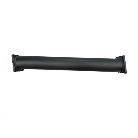 Black cylindrical metal drive shaft with flanged ends for redback extreme duty 3.5 inch centre offset muffler delete