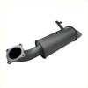Black cylindrical metal exhaust system with flanged inlet and tapered outlet for redback extreme duty 6 round resonator replacement
