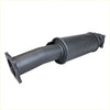 Black cylindrical catalytic converter with flanged ends and embossed branding for redback extreme duty fuel tank adaptor