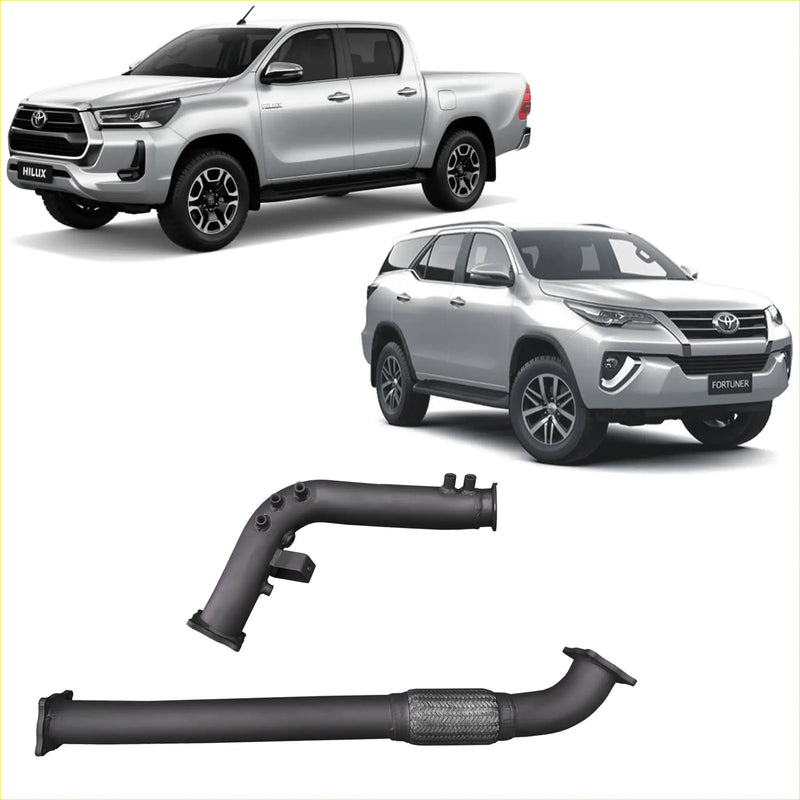 Black metal exhaust pipe with mesh section showing back side part of redback extreme duty exhaust dpf adaptor kit for toyota hilux