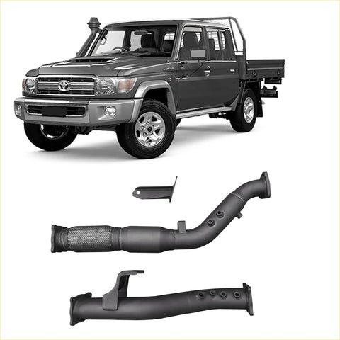 Dark gray metallic redback extreme duty exhaust dpf adaptor kit with mesh wrap and brackets for toyota landcruiser