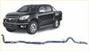 Black holden colorado pickup truck showing redback extreme duty chrome exhaust system from the back side