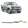 Silver isuzu d-max pickup showing the black redback extreme duty exhaust system installed underneath from the back side