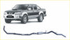 Black and silver nissan navara d22 pickup with redback extreme duty exhaust system shown from the back side