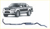 Black and silver nissan navara pickup with redback extreme duty exhaust system shown from the back side