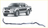 Black and silver nissan navara dual-cab pickup with chrome grille showing redback extreme duty exhaust system