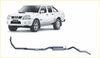 Black metal exhaust system showing the back side for redback extreme duty nissan navara d22 3.0l pickup