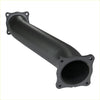 Black metal exhaust manifold with flanged ends and bolt holes for redback extreme duty exhaust nissan navara d22 3.0l