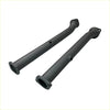 Black metal exhaust pipes with flanged ends and mounting holes for redback extreme duty exhaust nissan patrol y62 secondary cat back side