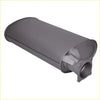 Gray metallic redback extreme duty exhaust pipe with cylindrical body and flanged mounting for toyota fortuner 2.8L back side