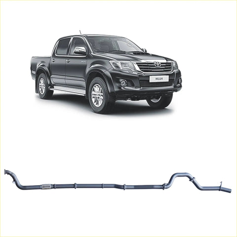 Black metallic redback extreme duty exhaust system for toyota hilux 3.0l d4d shown from the back side