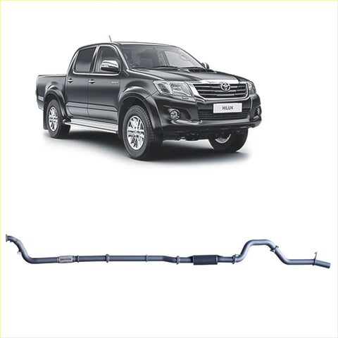 Black metallic redback extreme duty exhaust system for toyota hilux 3.0l d4d showing backside details