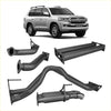 Silver toyota land cruiser 200 with redback extreme duty exhaust showing the back side of the 4.5l suv