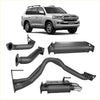 Black redback extreme duty exhaust system components for toyota land cruiser 200 series 4.5l shown from back side
