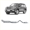 Gray metallic redback extreme duty exhaust system for toyota landcruiser 200 series 4.5l shown from back side