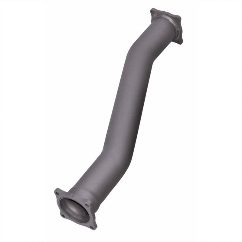Gray metallic exhaust manifold with flanged ends for redback extreme duty offset muffler delete shown from back side