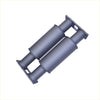 Black cylindrical matte finish catalytic converters with embossed logo for redback extreme duty twin exhaust landcruiser