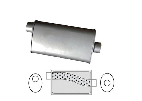 Redback Oval Muffler 12" Long 2.5" Offset/Centre Megaflow