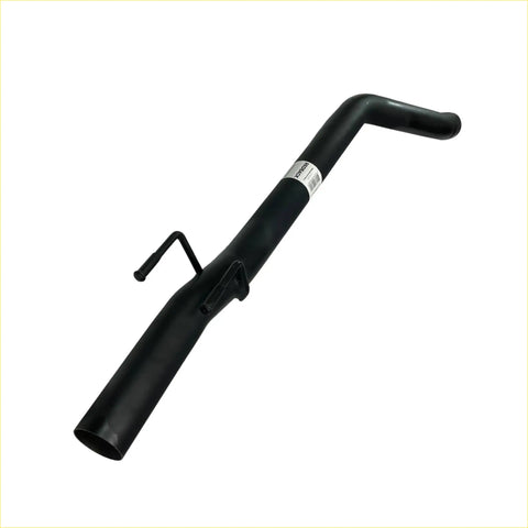 Black metal exhaust pipe with curved design and mounting bracket shown from back for redback factory sport tailpipe holden commodore vtvz sedan