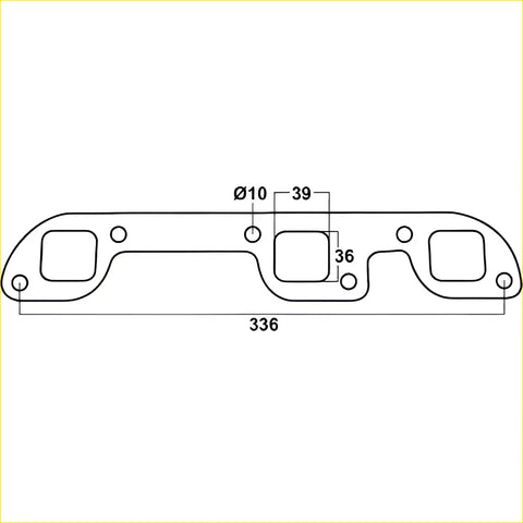 Metallic redback gasket engine manifold with three rectangular openings and circular mounting holes for holden vehicles