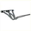 Gray metallic redback header exhaust manifold with four rectangular ports and a curved pipe for holden v8 253-308