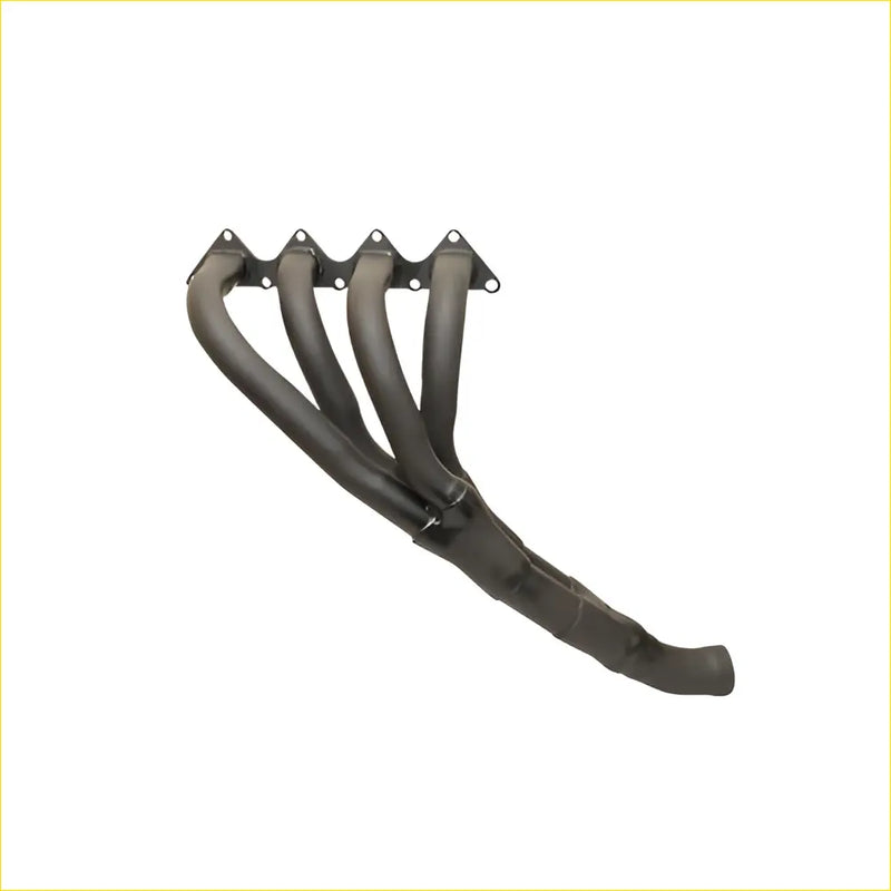 Black metal exhaust manifold with four curved pipes and brackets redback header for mitsubishi pajero io 2.0l 4g94 back side
