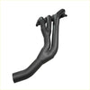 Black matte redback header exhaust manifold with sleek curved tubes for mitsubishi triton mk 24 litre 4g64 back side