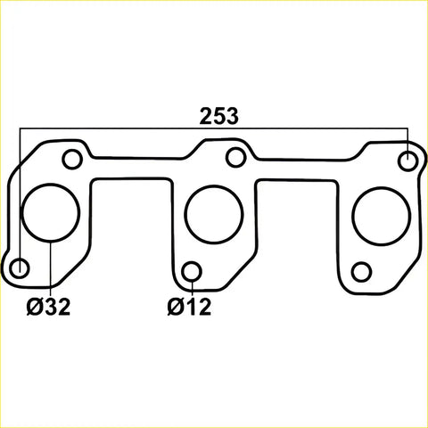 Black engine intake manifold gasket with circular cutouts and bolt holes for redback header gasket toyota landcruiser