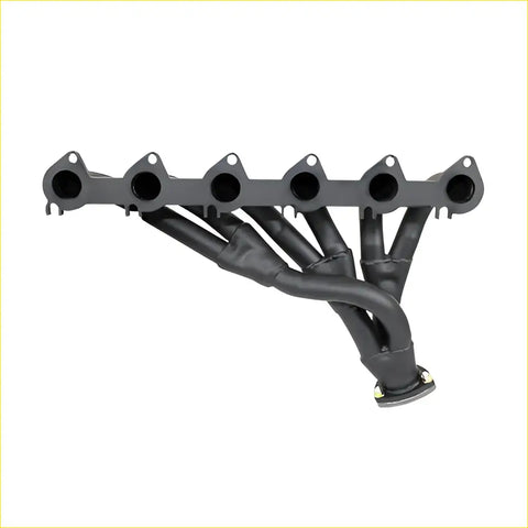 Black cast iron intake manifold with six ports and central flange for redback headers ford falcon 01 1992 01 1998