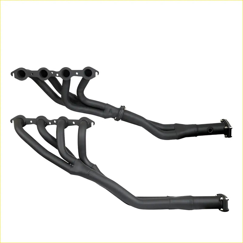 Black aftermarket Redback Headers exhaust manifolds with matte finish and reinforced welds for Holden Commodore V8