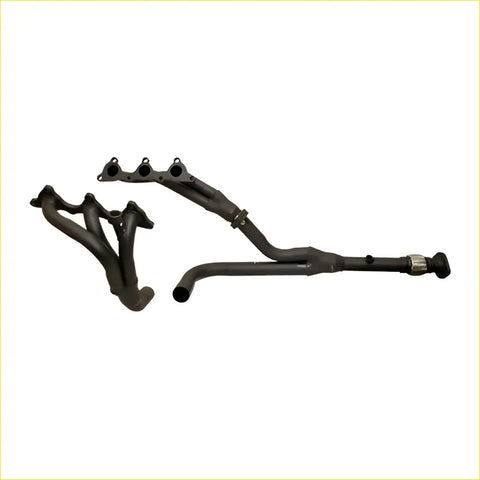 Black metal exhaust manifold and header set with matte finish for redback headers mitsubishi triton mk series 3.0l v6 6g72