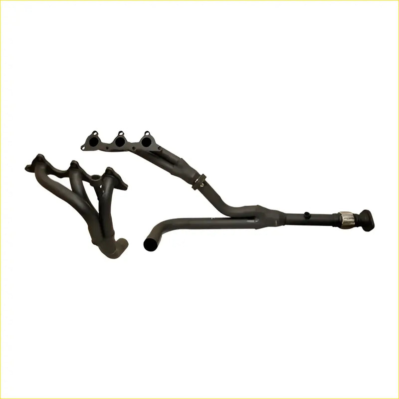Black metal exhaust manifold and header set with matte finish for redback headers mitsubishi triton mk series 3.0l v6 6g72