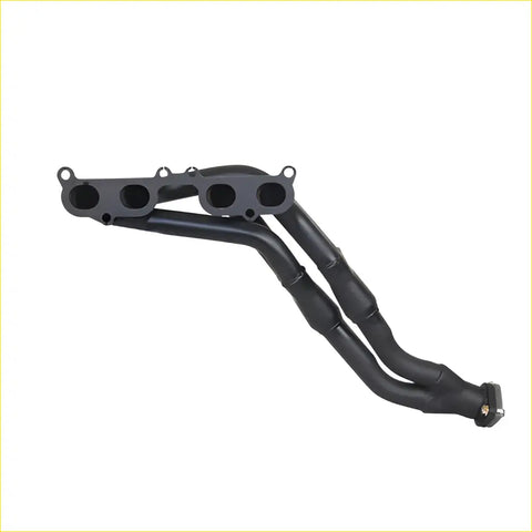 Black Redback Headers exhaust manifold with matte finish and dual side pipes for Toyota Hilux 2.7 litre 3RZ-FE