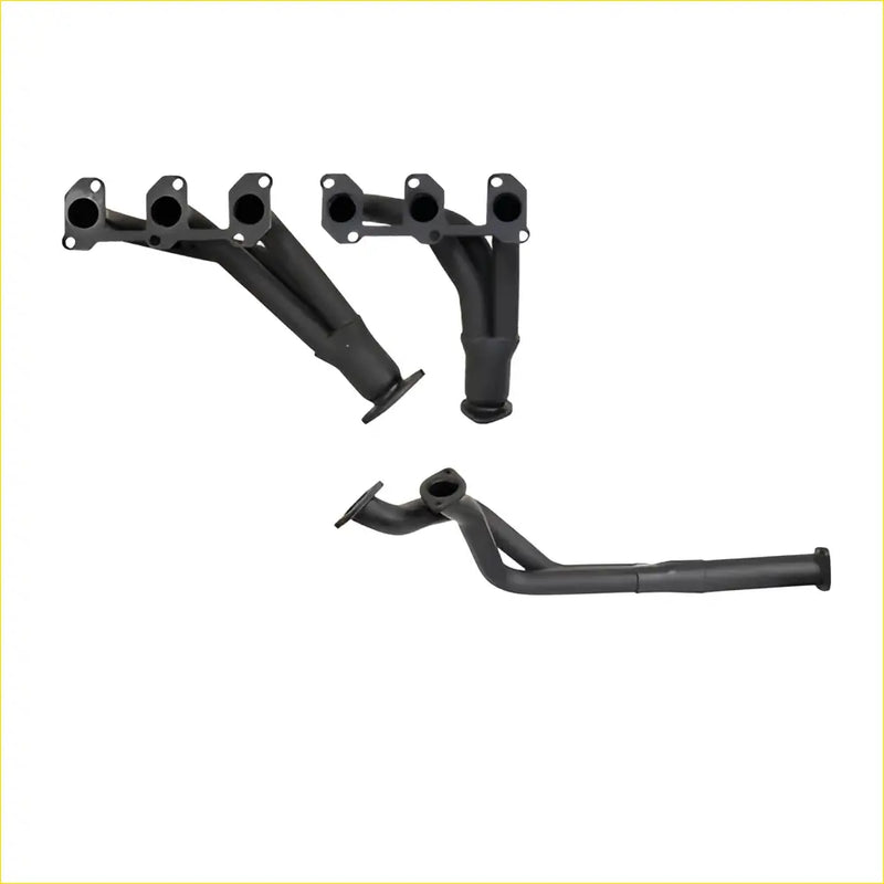 Black cast iron exhaust manifold and header set back side for redback headers toyota landcruiser 1hz series