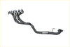 Black metal exhaust manifold with five inlet ports and flexible section redback headers for toyota landcruiser 80 series
