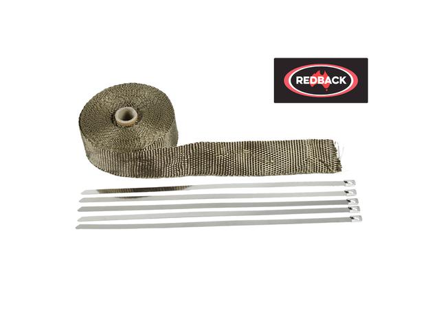 Redback Exhaust Heat Wrap w/ Ties 51mm x 15m Black