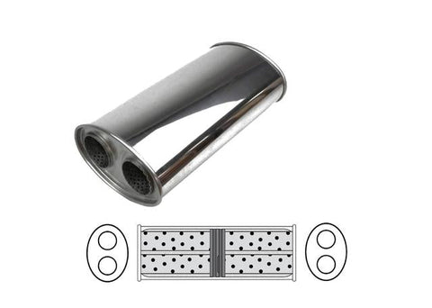 Redback Oval Muffler 16" Long 2" Dual In/Out Turboflow