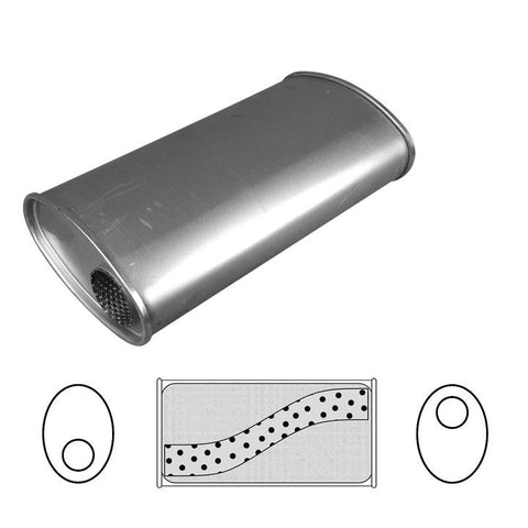 Redback Oval Muffler 14" Long 2.5" Offset Megaflow Mild