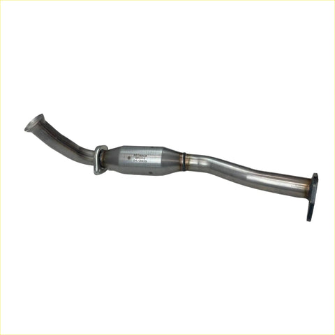 Silver metallic catalytic converter with curved tubular design and stamped markings on backside of redback manifold back exhaust for ford au sedan