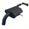 Black metal redback performance 2.5 inch exhaust muffler with curved pipes and brackets for holden commodore vn vp vr back view
